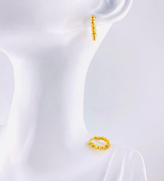 18k Diamond Cut Gold Earring
